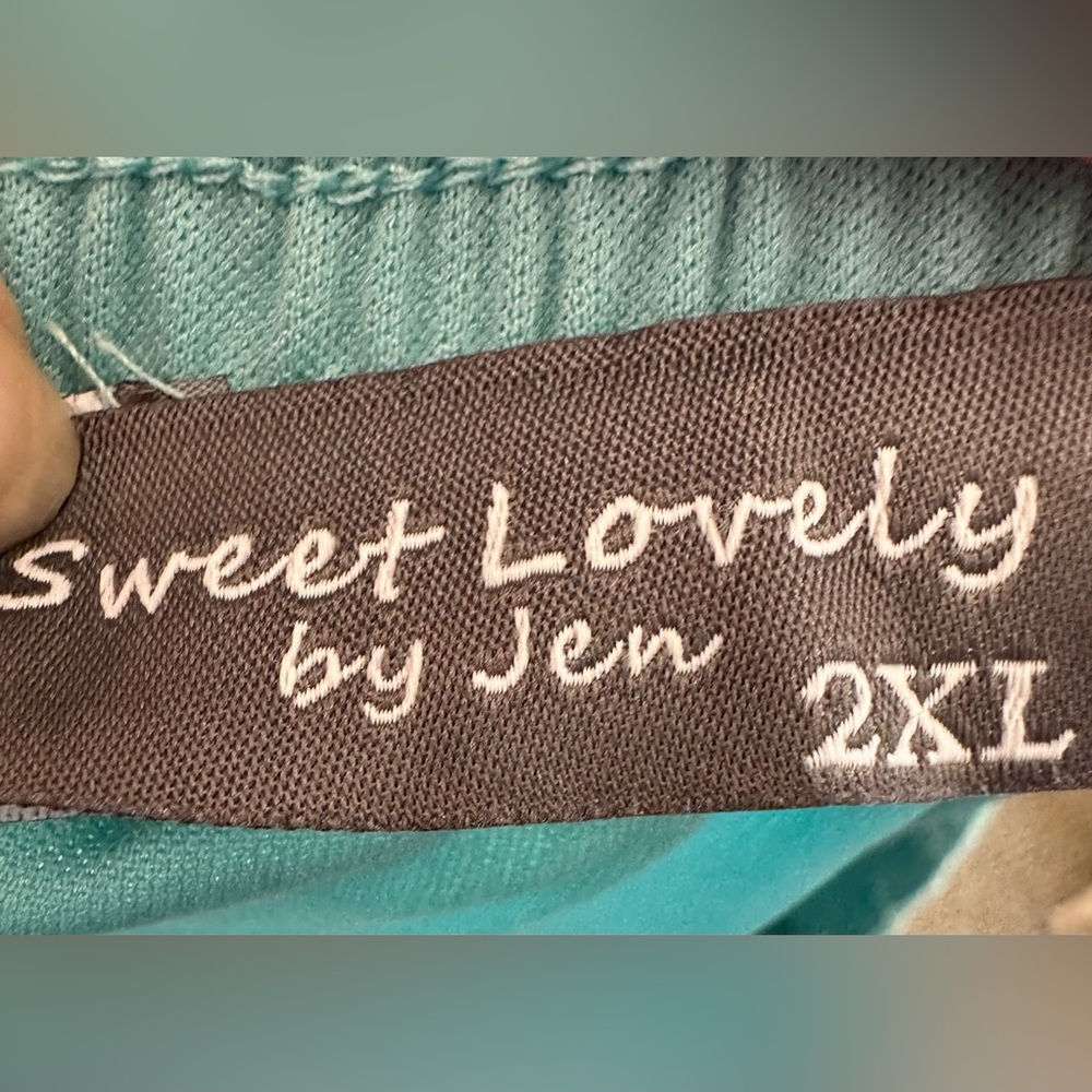 Size 2X Sweet Lovely by Jen Aqua Strapless Maxi Dress with belt. NWOT! - Picture 3 of 3